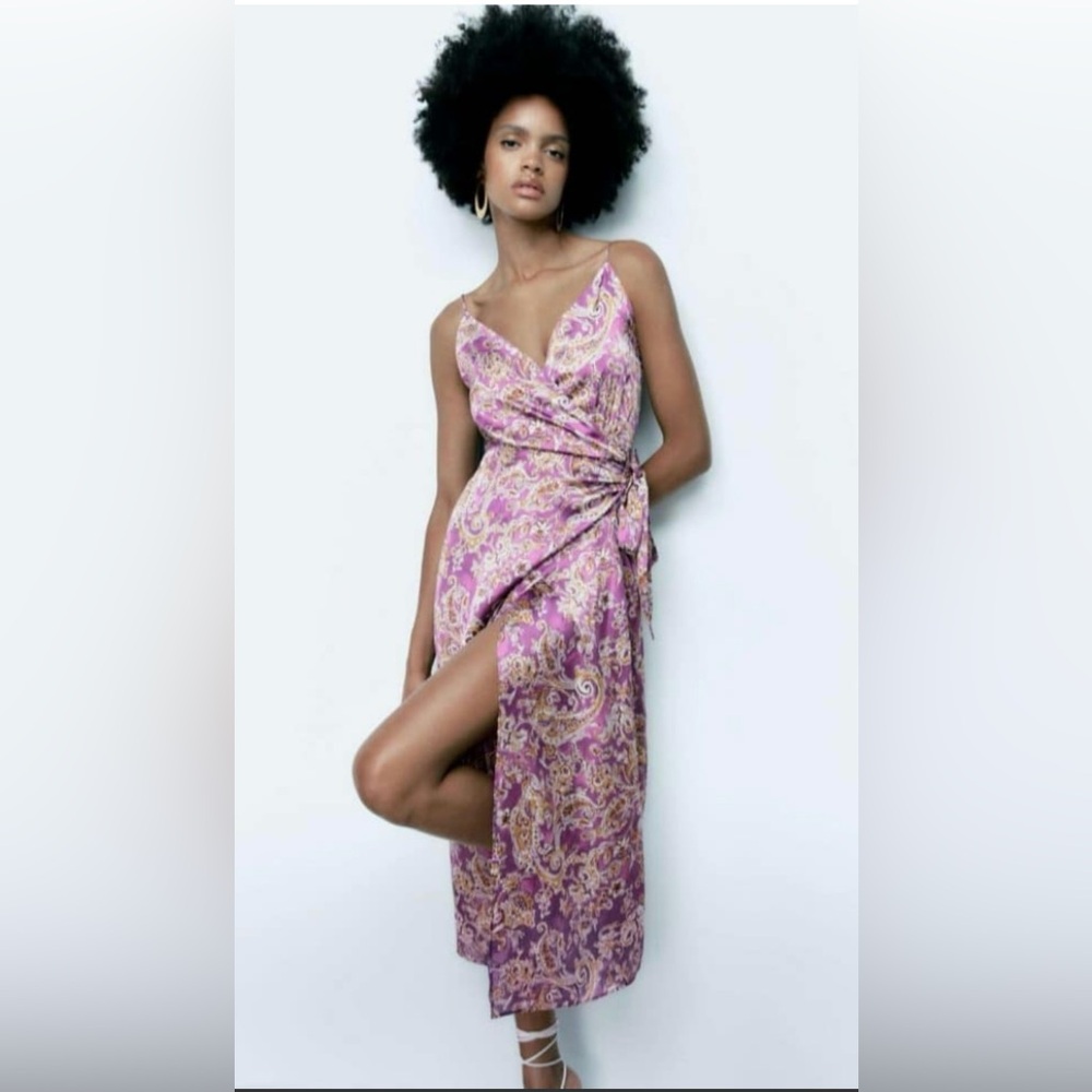 ZARA printed satin dress